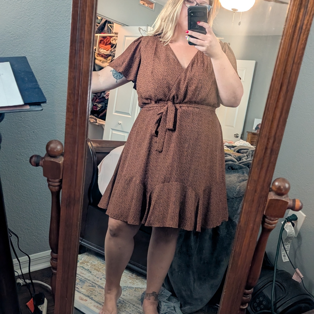 Elegant Brown Wrap Dress